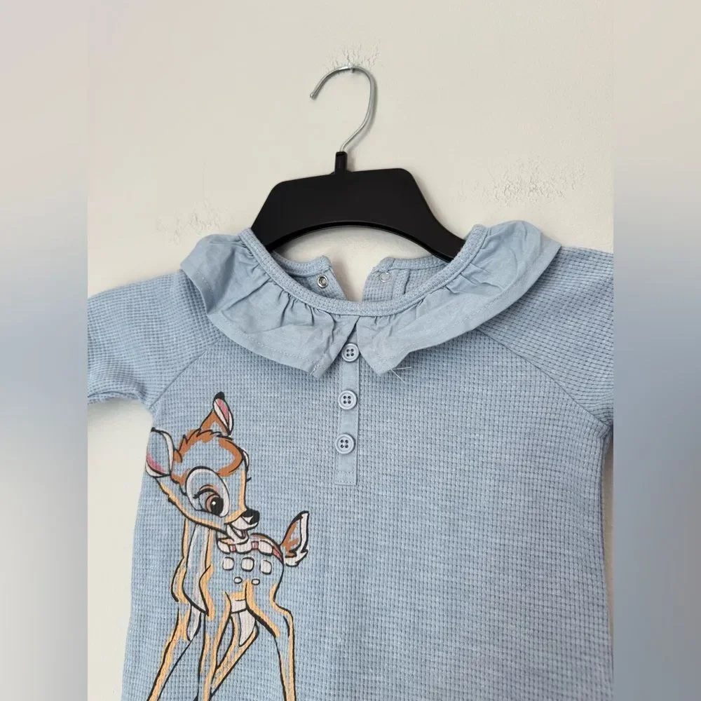 Disney Baby Bambi Textured Blue One Piece- Size 3/6 Months